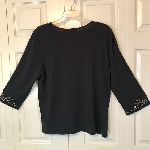 Alfred Dunner Navy Blue Tunic w/Beading Trim Sz L - Picture 5 of 8